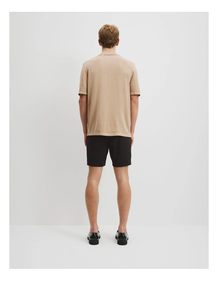 Cotton Silk Textured Knit Shirt in Caramel image 4