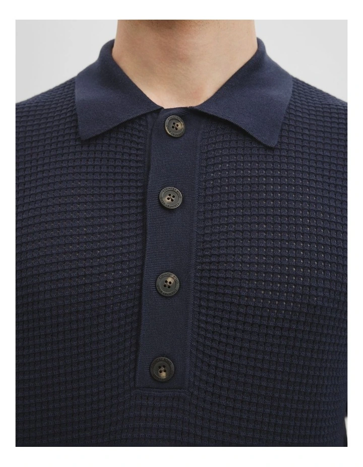 Australian Cotton Short Sleeve Waffle Knit in Navy image 3