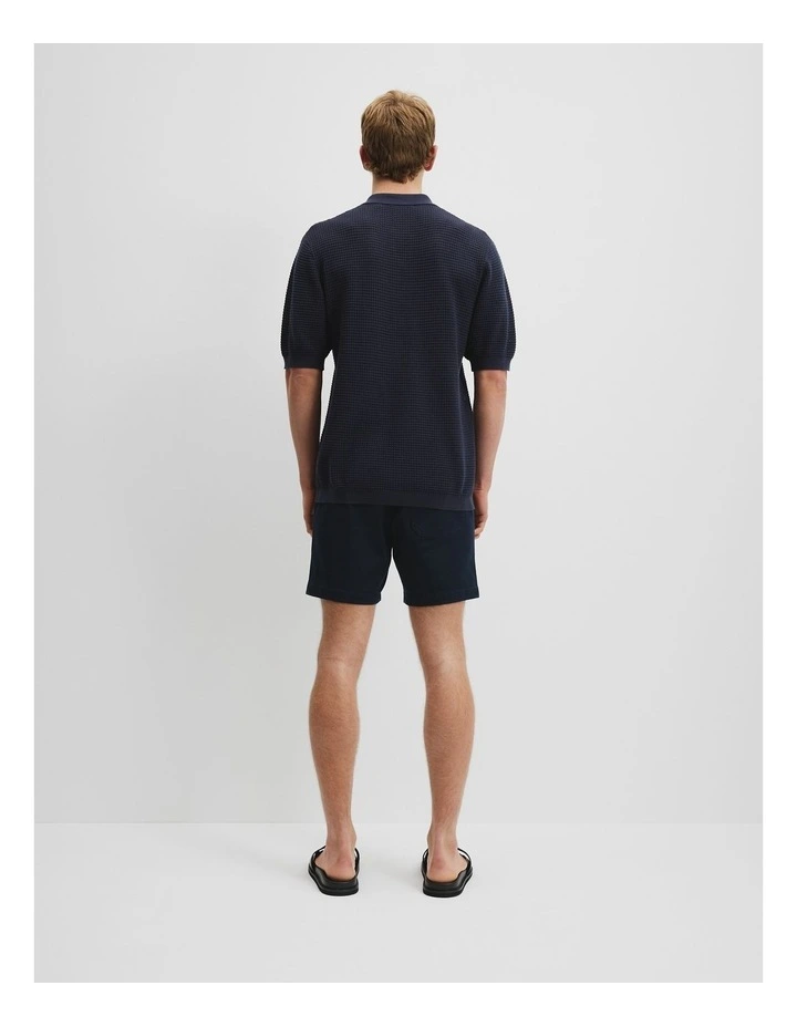 Australian Cotton Short Sleeve Waffle Knit in Navy image 4