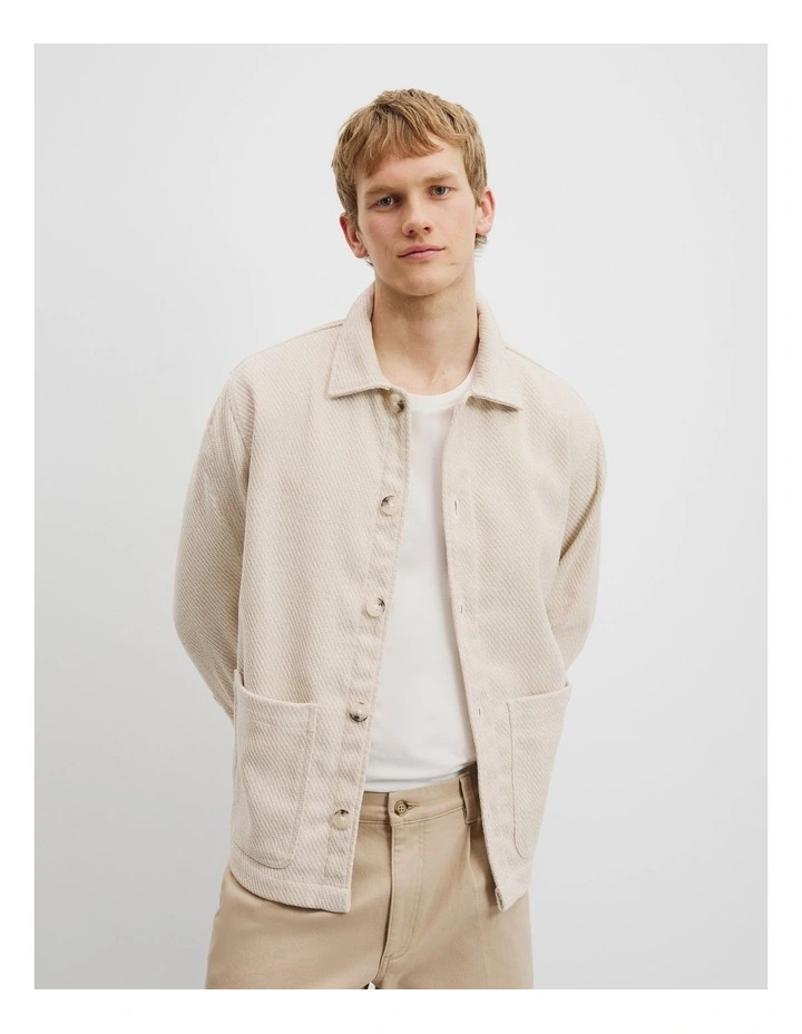 Textured Overshirt in Ecru image 1