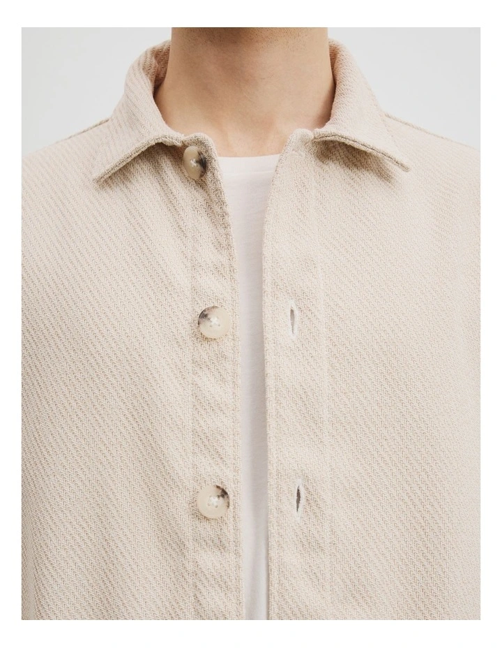 Textured Overshirt in Ecru image 3