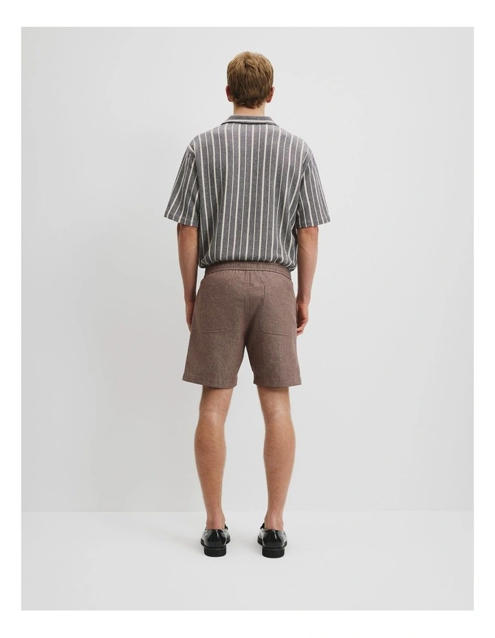 Cotton Linen Textured Drawcord Short in Mocha image 4