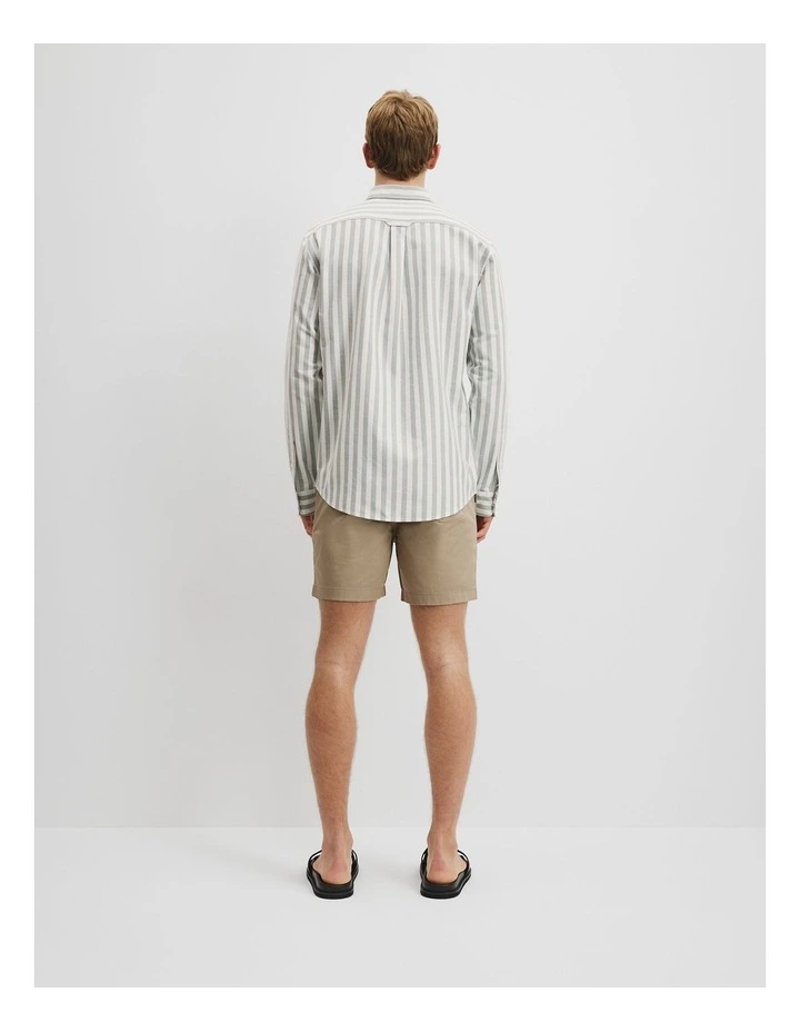 Regular Fit Stretch Geometric Oxford Shirt in Emerald image 4