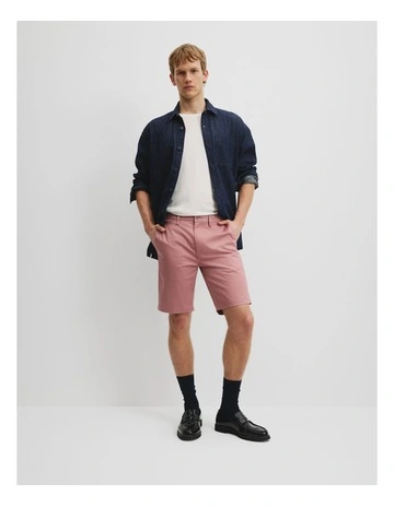 Australian Cotton Stretch Chino Short in Mauve