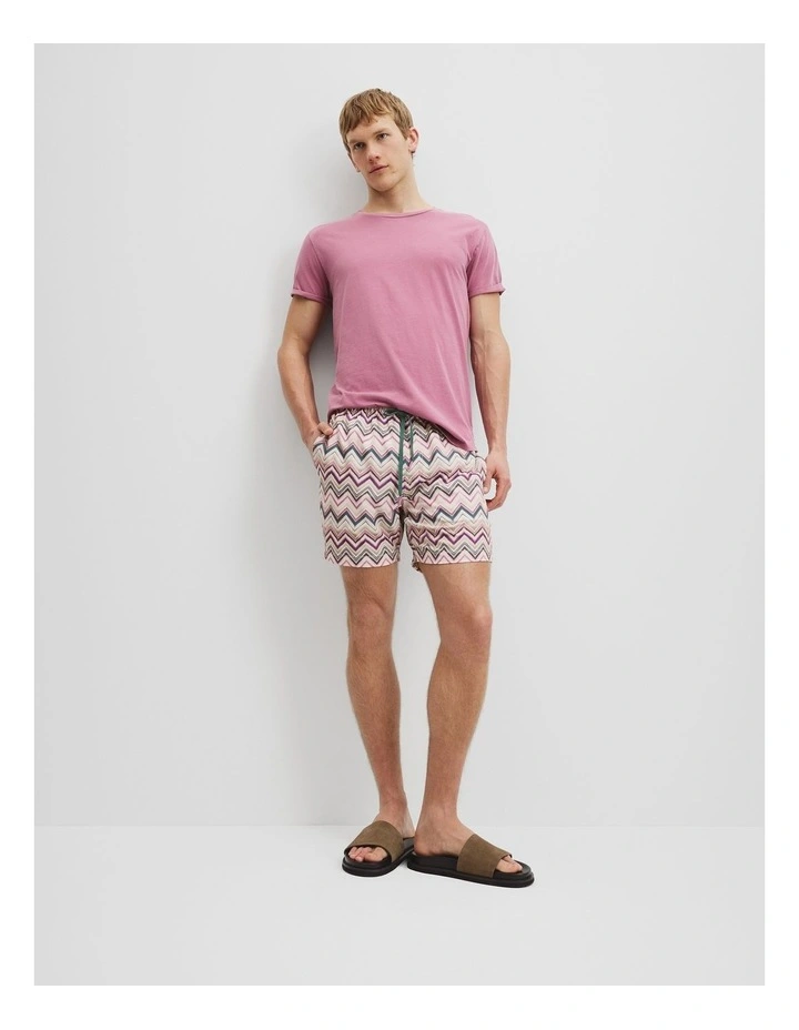 Polyester Blend Zigzag Swim Short in Mulberry image 1