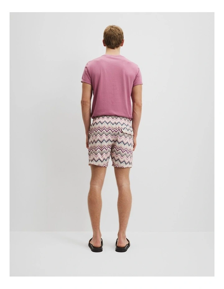 Polyester Blend Zigzag Swim Short in Mulberry image 4