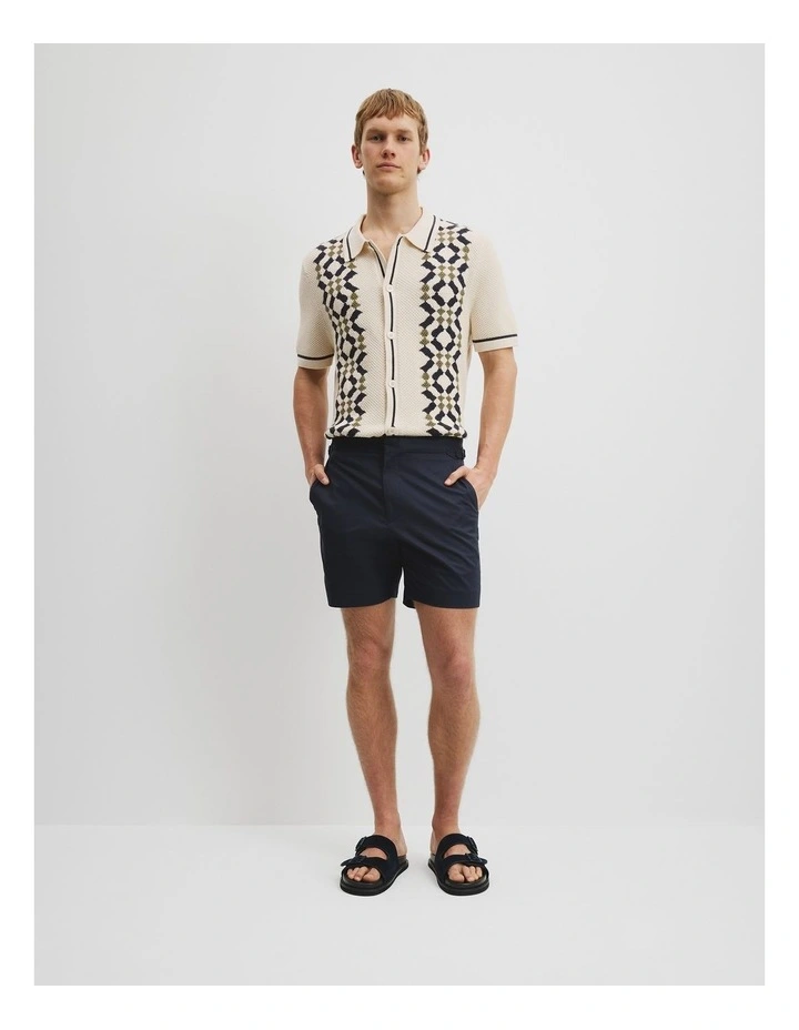 Organically Grown Cotton Strap Buckle Short in Midnight Blue image 1