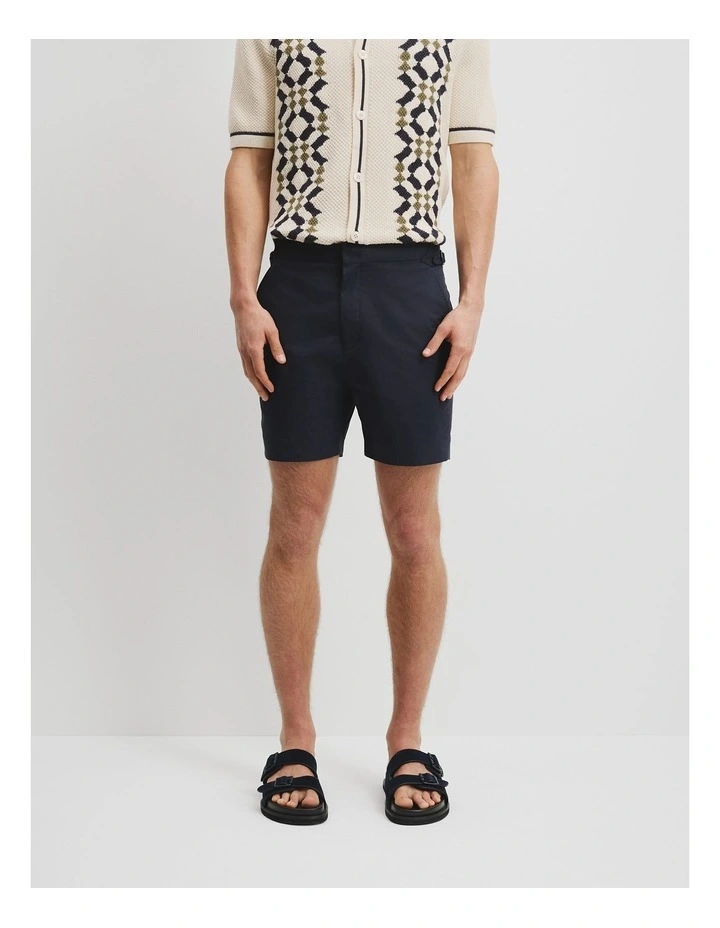 Organically Grown Cotton Strap Buckle Short in Midnight Blue image 2