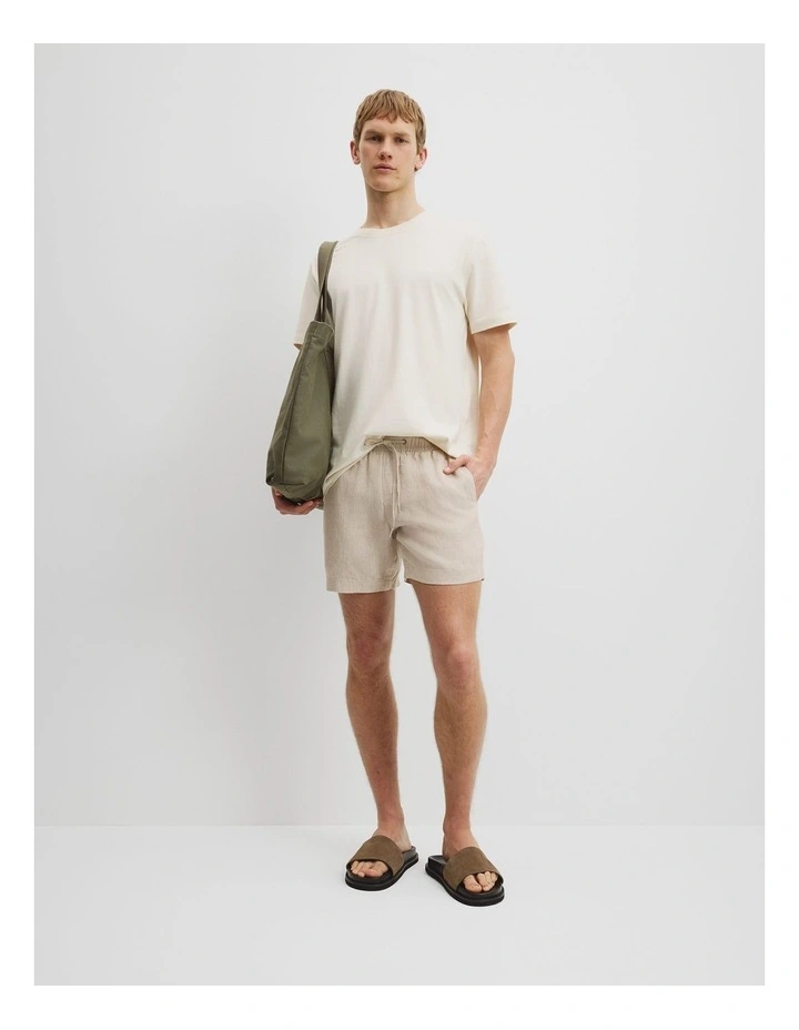 Organically Grown Linen Drawcord Short in Oat image 1