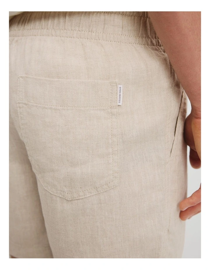 Organically Grown Linen Drawcord Short in Oat image 3