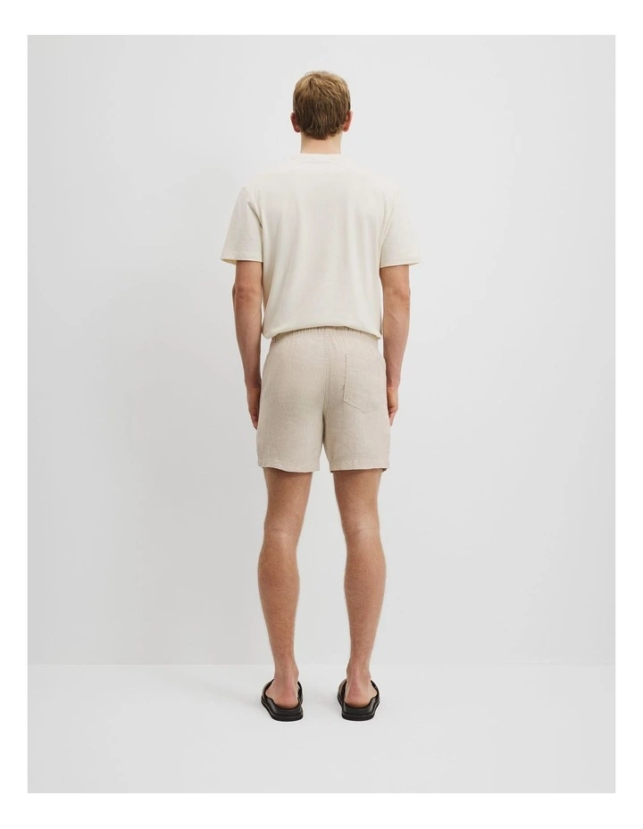 Organically Grown Linen Drawcord Short in Oat image 4