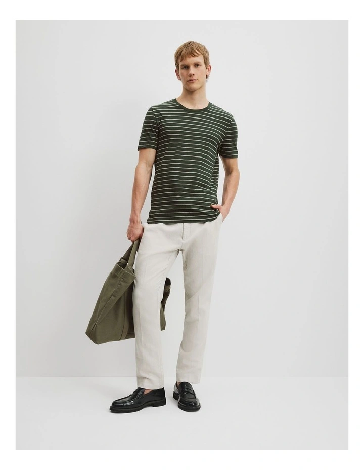 Pima Crew Stripe T-shirt in Emerald image 2