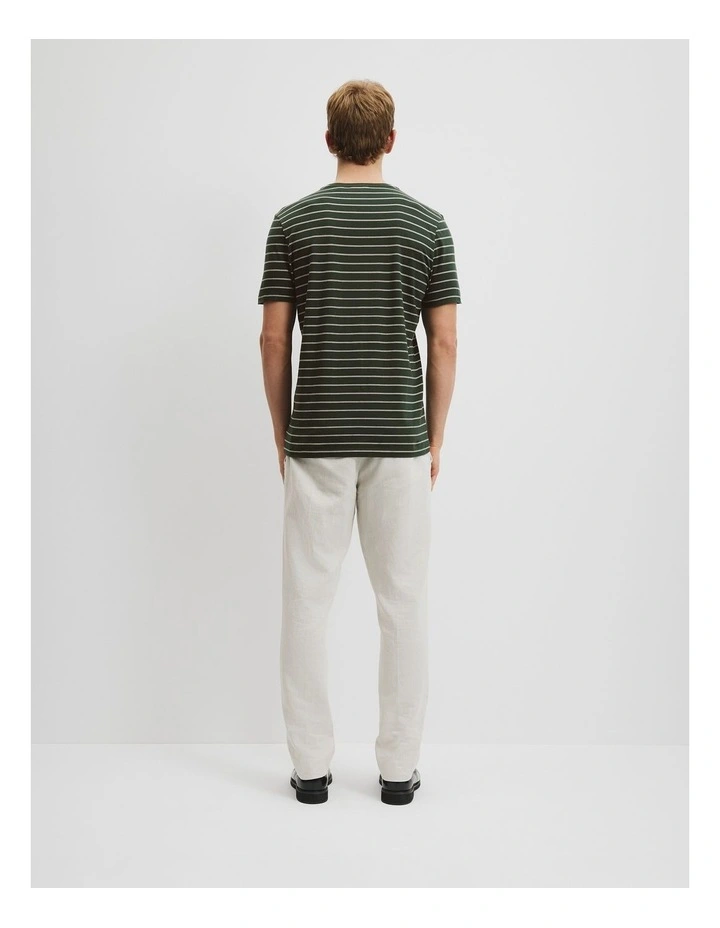 Pima Crew Stripe T-shirt in Emerald image 4