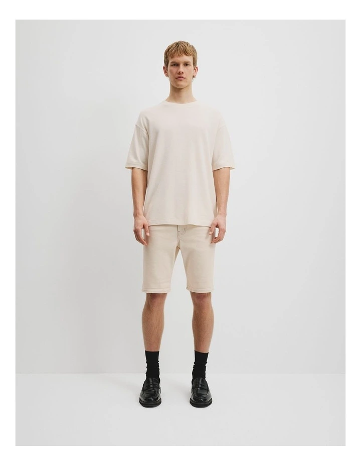 Relaxed Fit Organically Grown Cotton Blend Textured T-shirt in Oat image 2