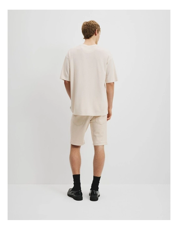 Relaxed Fit Organically Grown Cotton Blend Textured T-shirt in Oat image 4