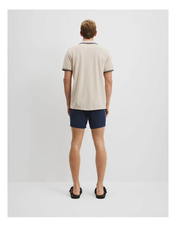 Australian Cotton CR Logo Pique Polo in Oatmeal Marle image 4