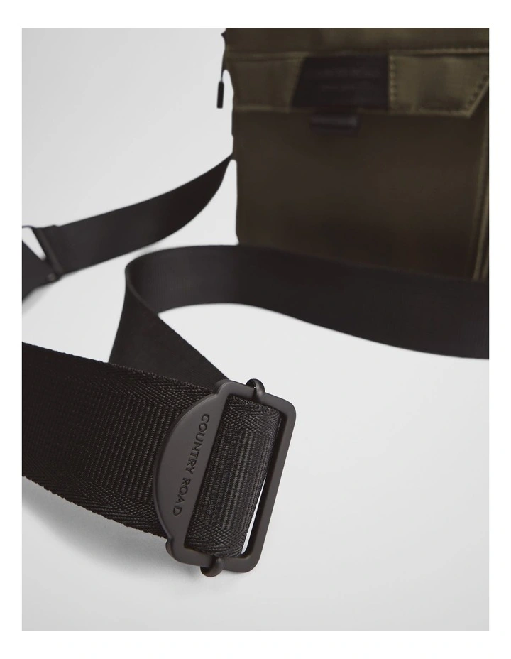 Textured Nylon Crossbody Bag in Moss Green image 3
