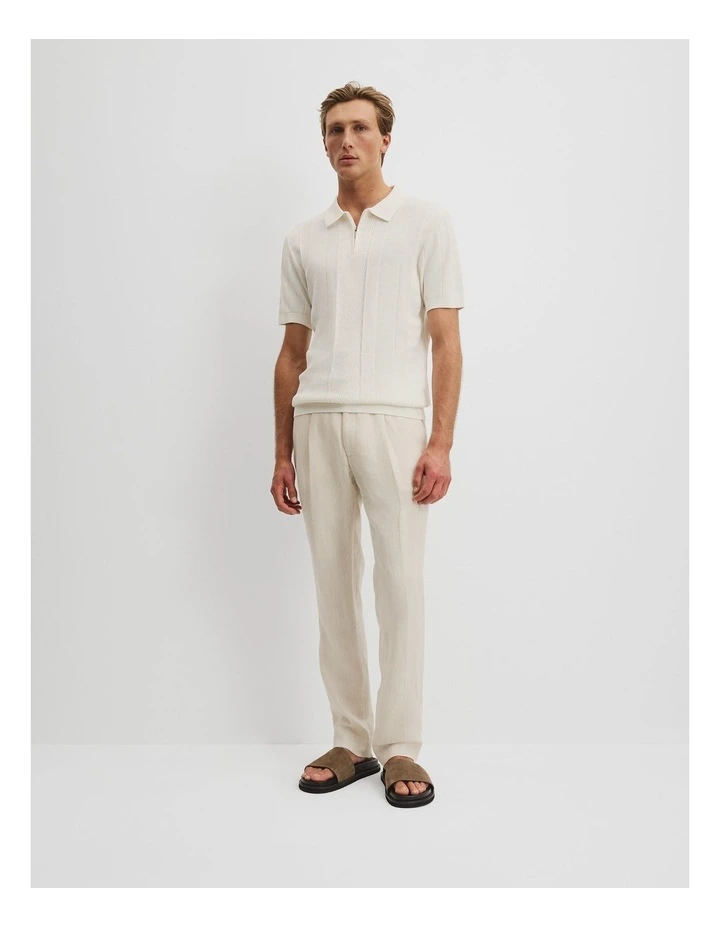 Cotton Silk Multi Textured Polo in White image 1