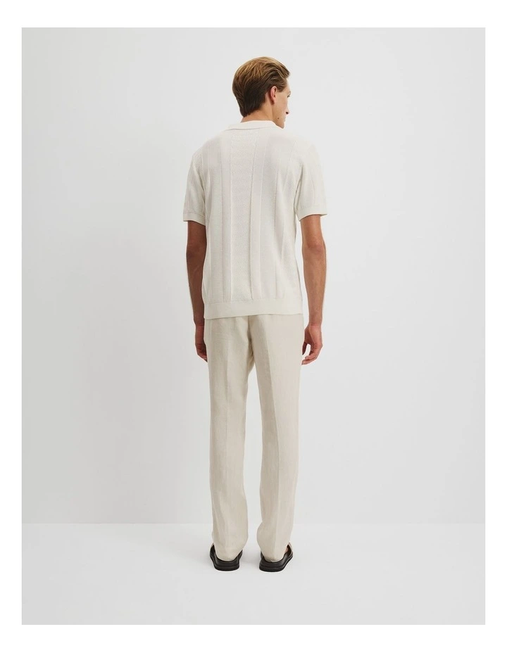 Cotton Silk Multi Textured Polo in White image 4
