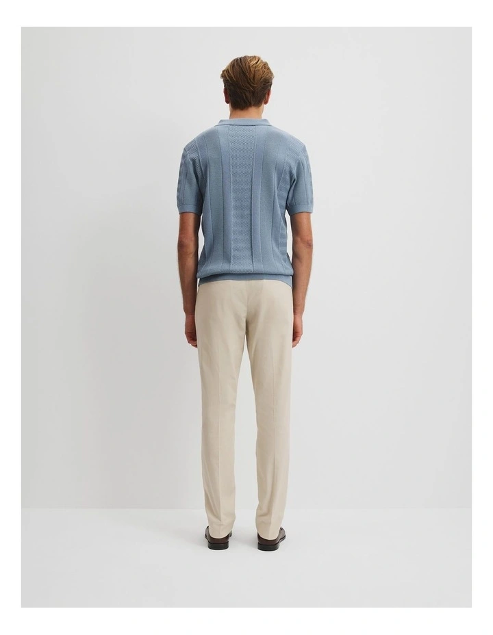Cotton Silk Multi Textured Polo in Denim Blue image 4