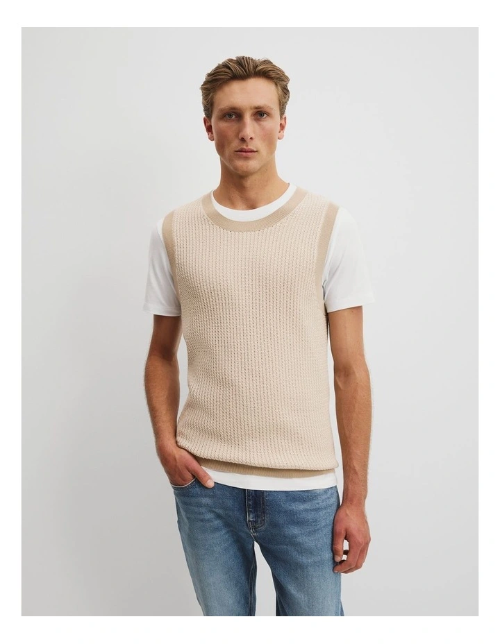 Cotton Textured Knit Tank in Ecru image 1