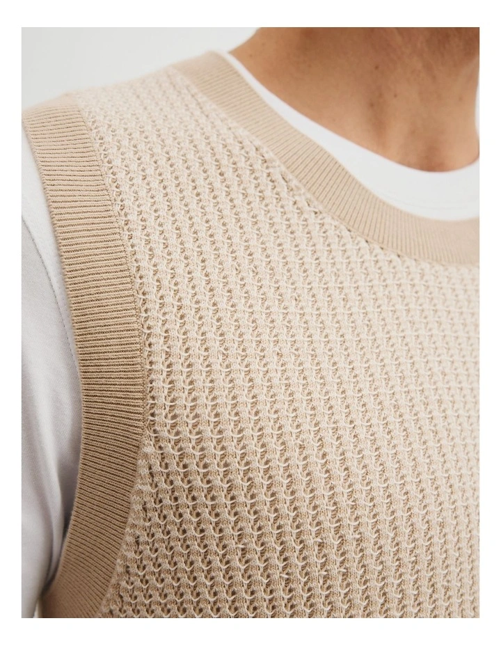 Cotton Textured Knit Tank in Ecru image 3