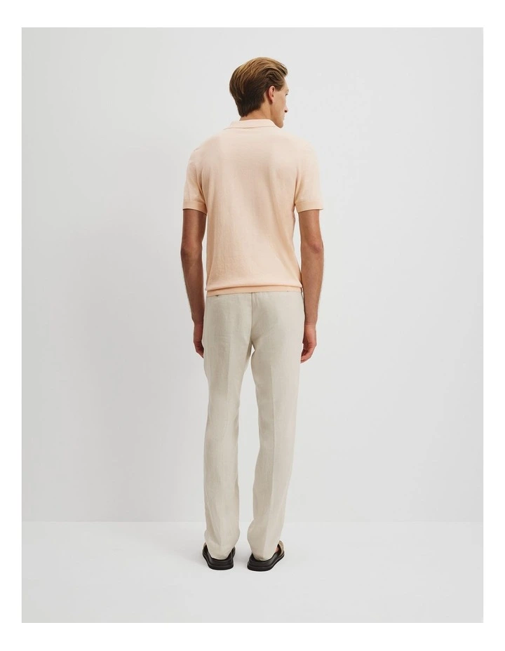 Cotton Silk Button Knit Polo in Apricot image 4