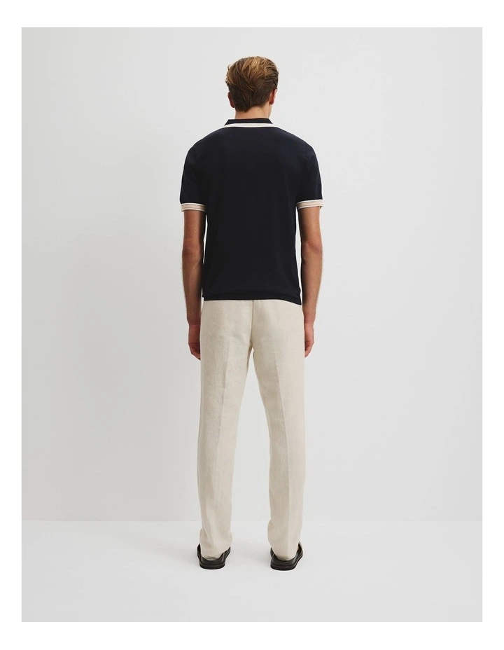 Cotton Silk Tipped Zip Knit Polo in Navy Multi image 4