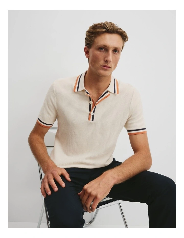 Cotton Contrast Trim Polo in Marmalade image 1