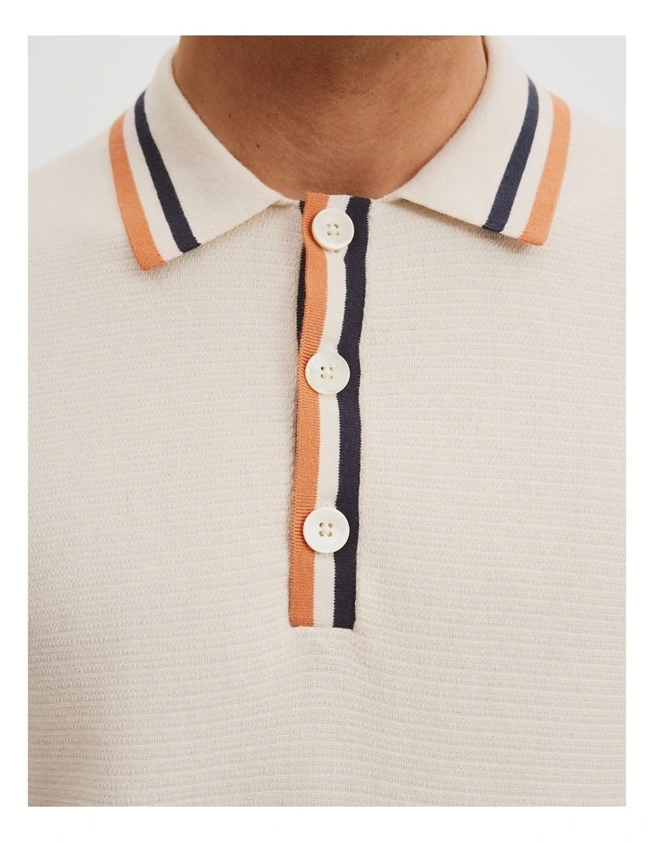 Cotton Contrast Trim Polo in Marmalade image 2