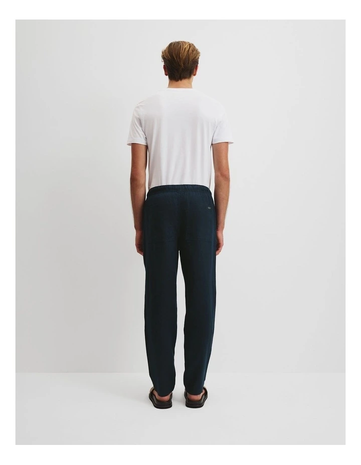 Relaxed Fit Organically Grown Linen Jogger in Navy image 4