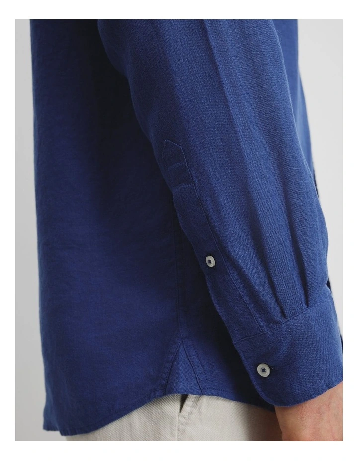 Regular Fit Organically Grown Linen Shirt in Ultra Marine image 3