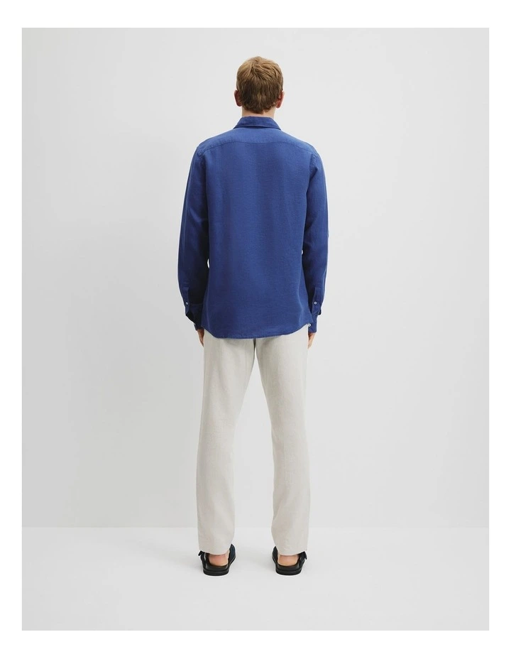 Regular Fit Organically Grown Linen Shirt in Ultra Marine image 4
