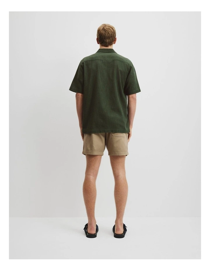 Short Sleeve Cotton Slub Shirt in Eden Green image 4