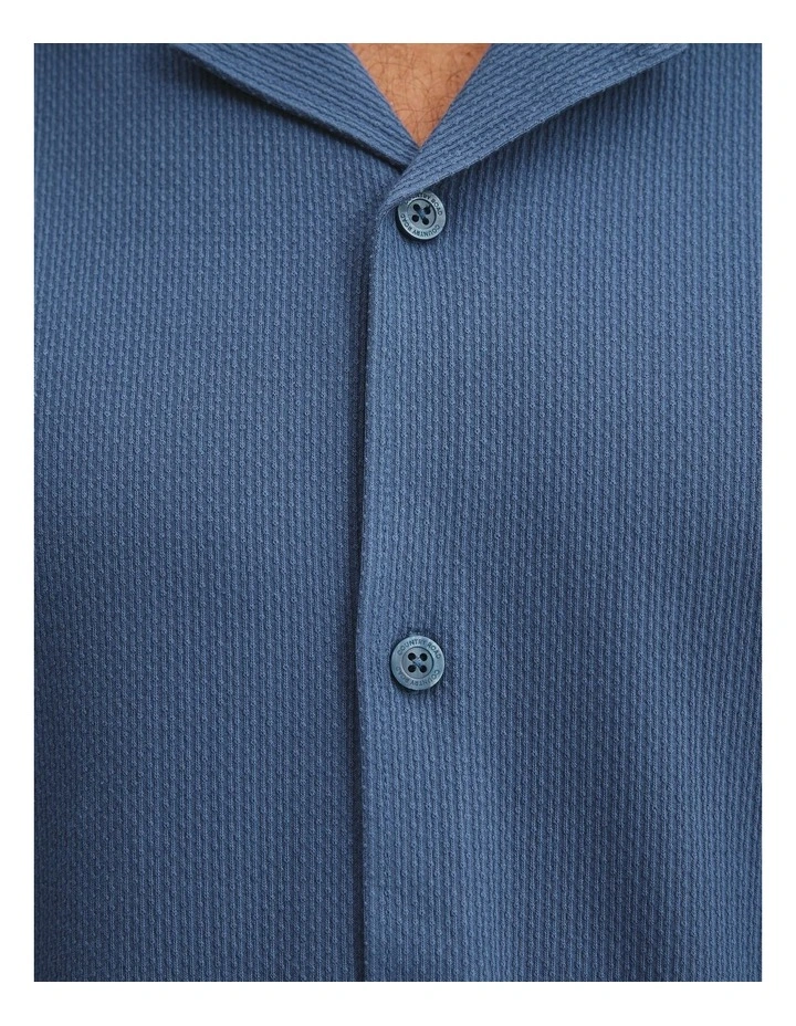 Australian Cotton Textured Short Sleeve Shirt in Denim Blue image 2