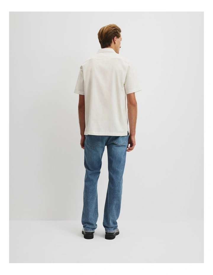 Short Sleeve Revere Jacquard Shirt in White image 4