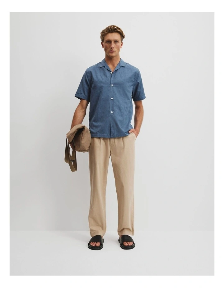 Cotton Pattern Jacquard Woven Shirt in Denim Blue image 3