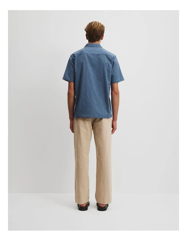 Cotton Pattern Jacquard Woven Shirt in Denim Blue image 4
