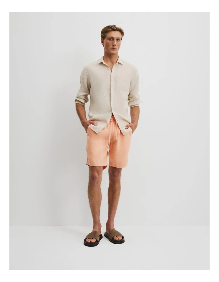 Organically Grown Linen Drawcord Short in Apricot image 1