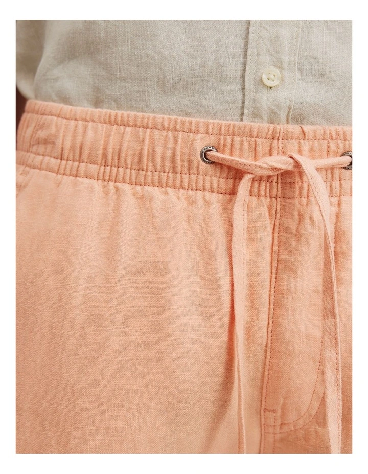 Organically Grown Linen Drawcord Short in Apricot image 3