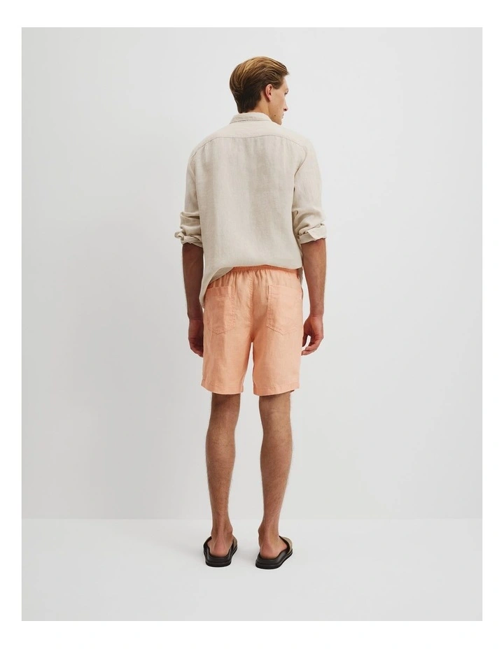 Organically Grown Linen Drawcord Short in Apricot image 4