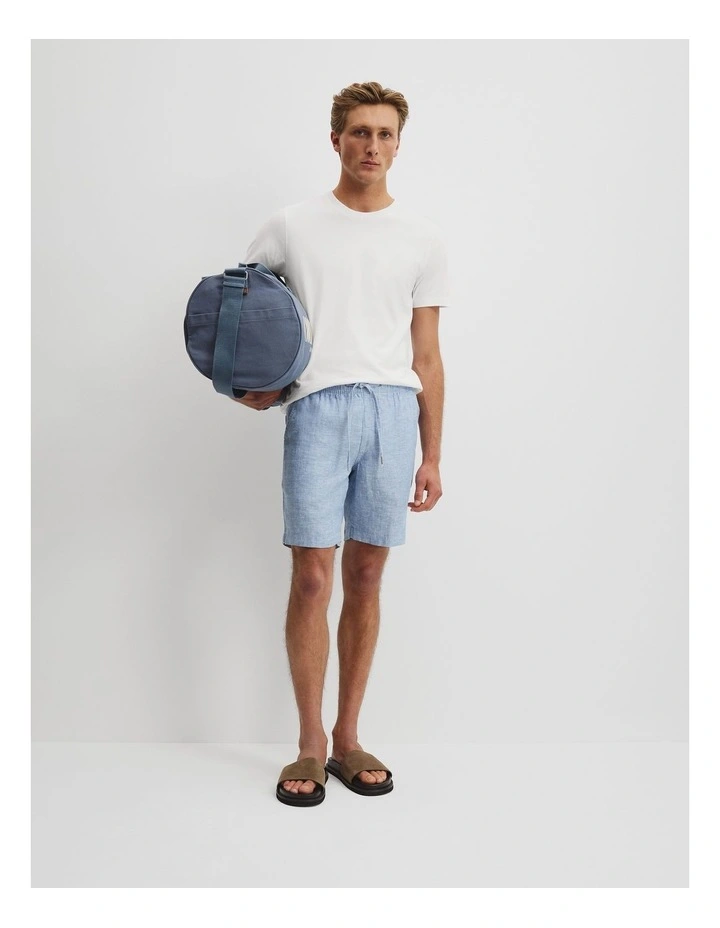 Organically Grown Linen Drawcord Short in Sky image 1