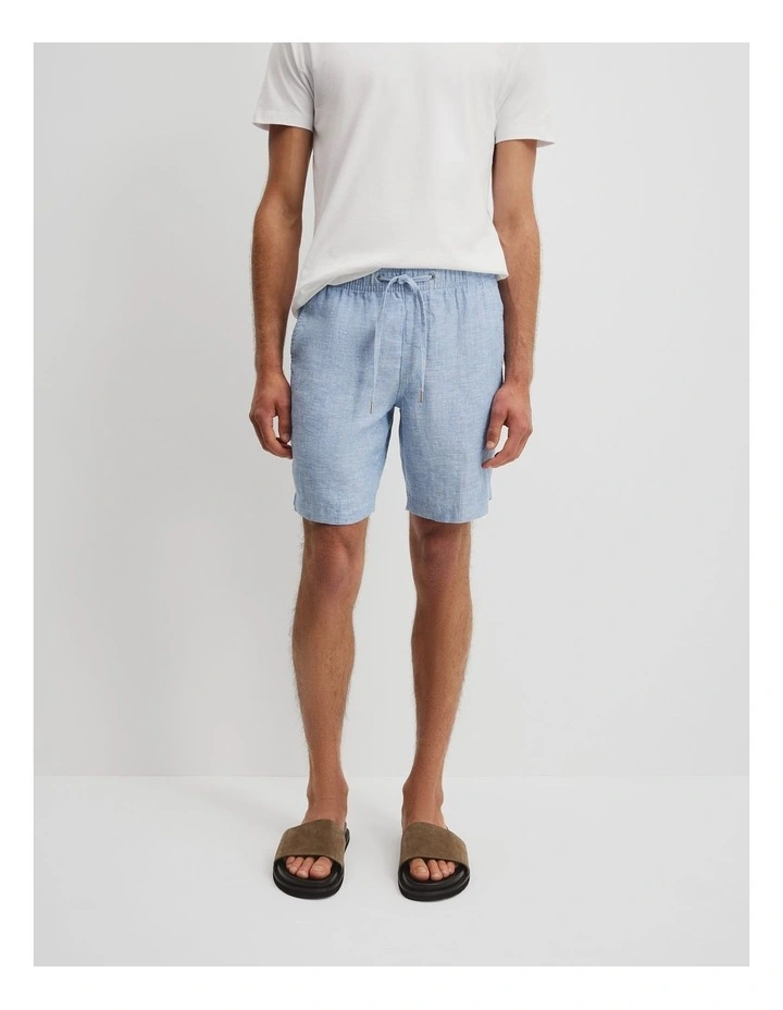 Organically Grown Linen Drawcord Short in Sky image 2