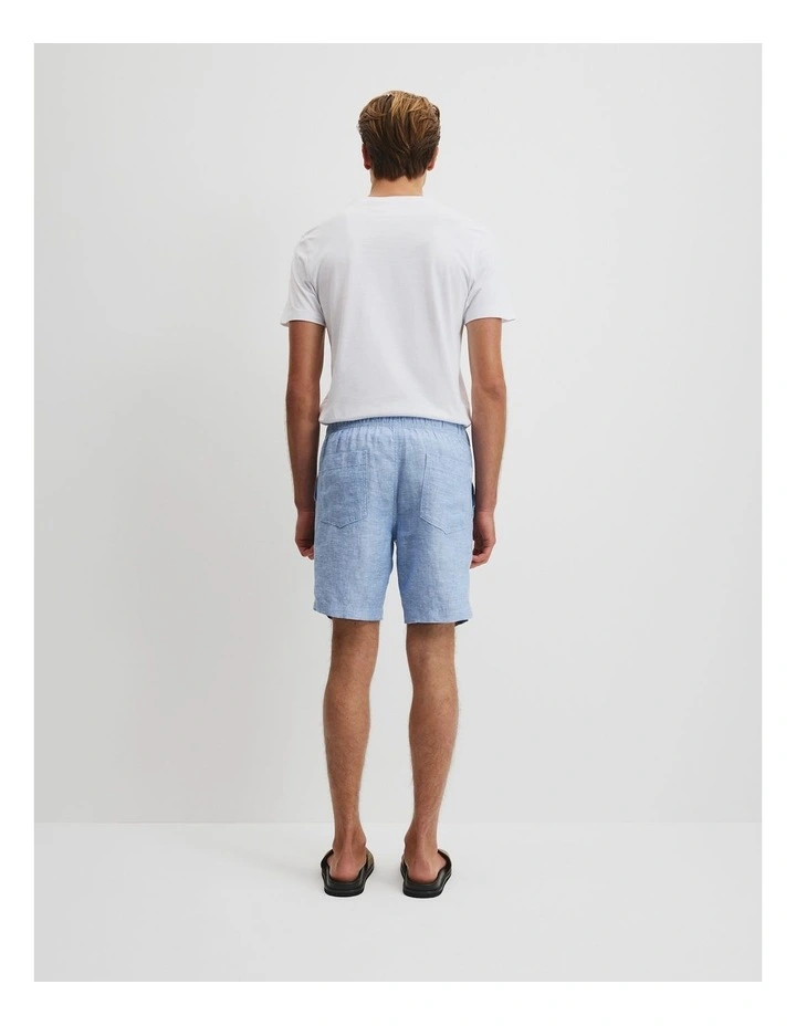 Organically Grown Linen Drawcord Short in Sky image 4