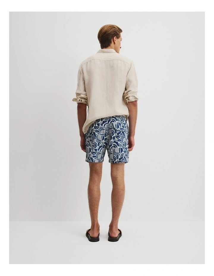 Polyester Blend Abstract Print Swim Short in Ultra Marine image 4