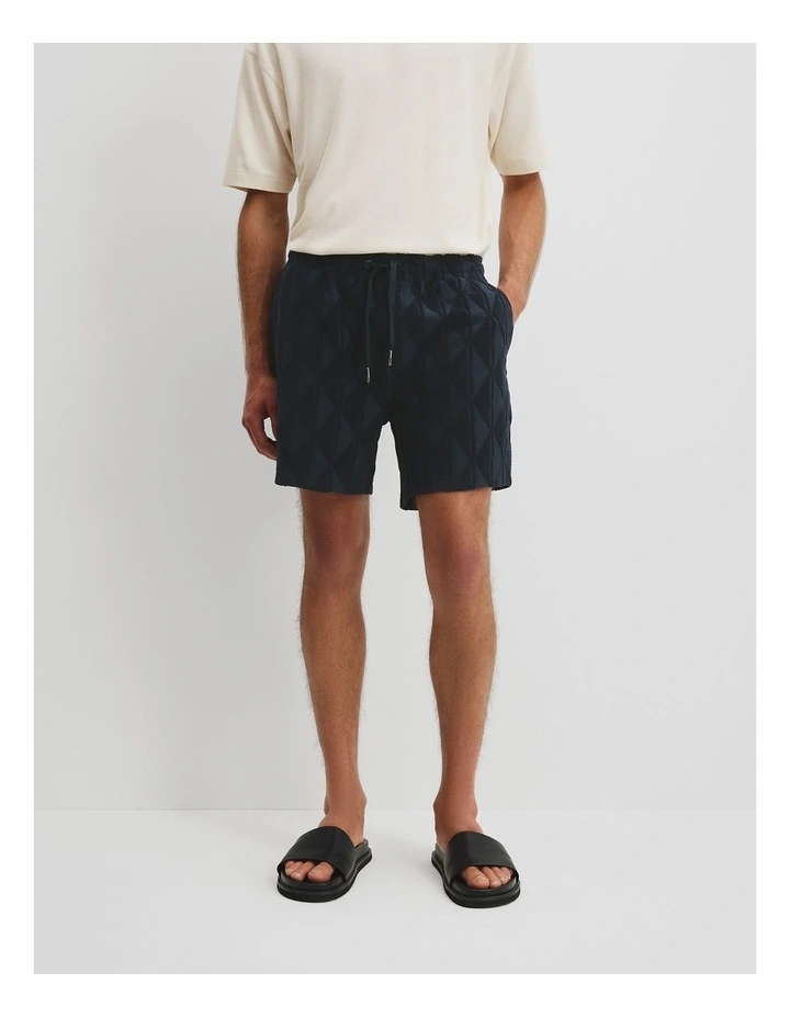 Australian Cotton Blend Tile Terry Short in Navy image 2