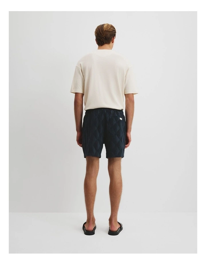 Australian Cotton Blend Tile Terry Short in Navy image 4