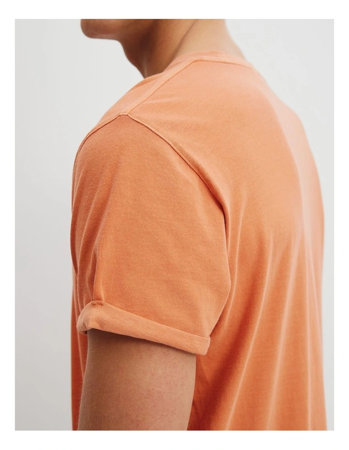 Australian Cotton Longline Garment Dye T-Shirt in Marmalade image 2