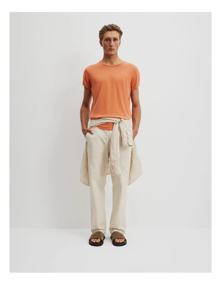 Australian Cotton Longline Garment Dye T-Shirt in Marmalade image 3