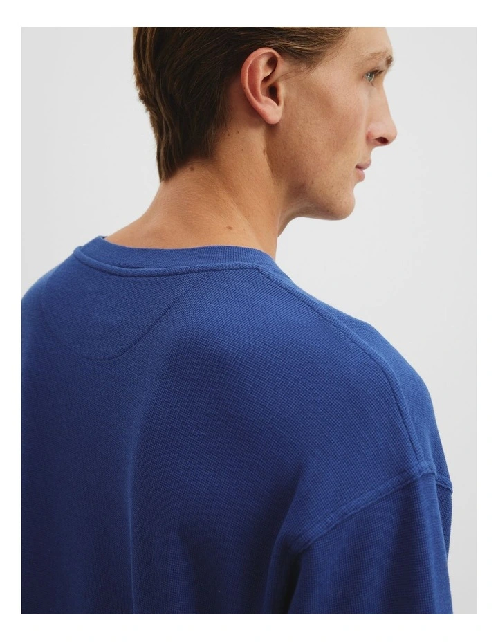 Relaxed Fit Cotton Blend Textured T-shirt in Ultra Marine image 2